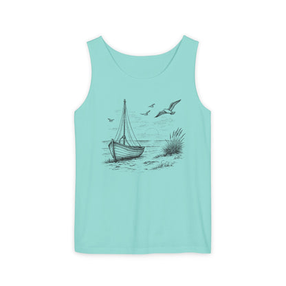 Unisex Adult Nautical Sailboat Tank Top — 'Set Your Course By The Stars, Not The Storm' Beach Graphic Tank (Additional Colors)
