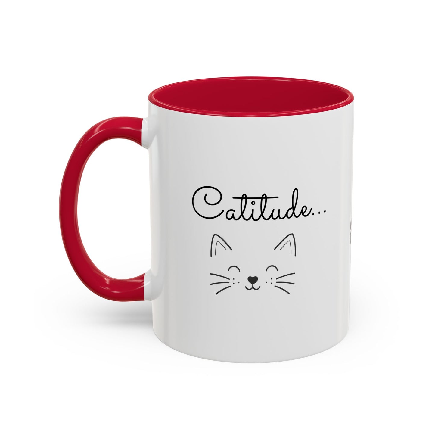 Minimalist Cat Design Color Accent Mug - Catitude - 'Purr More Hiss Less' (Additional Colors)