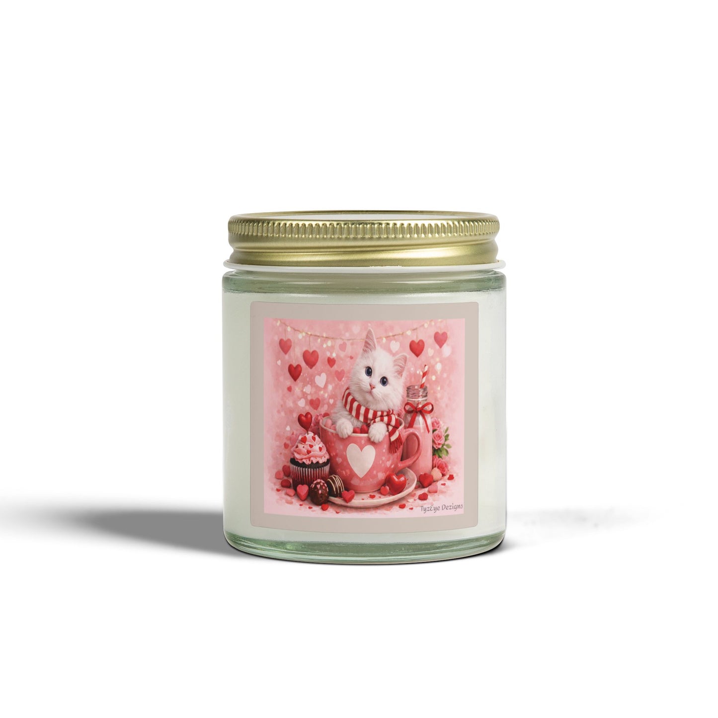 Valentine's Pussycat Design Luxe Coconut Apricot Wax Candle (4oz / 9oz) — Choice of Soothing Home Fragrances