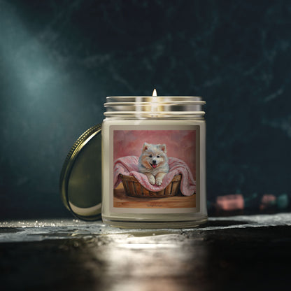 Samoyed in a Basket Artist-Inspired Design Luxe Scented Candle (4oz / 9oz) — Choice of Soothing Home Fragrances