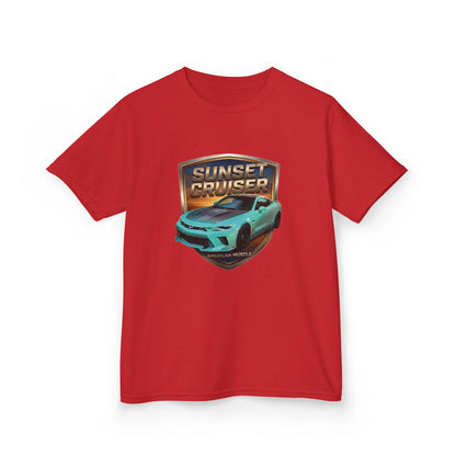 Kids 'Sunset Cruiser' Aqua Camaro Sports Car Theme American Muscle Series Graphic Tee (Additional Colors)