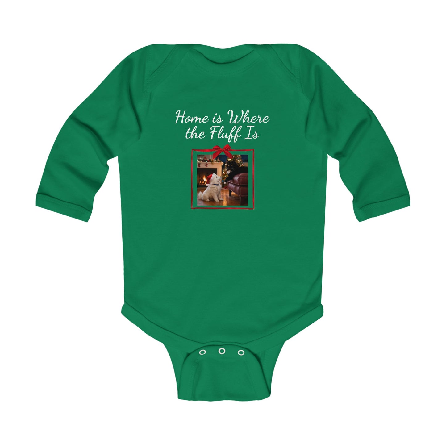Infant Christmas Theme Bodysuit - 'Home is Where the Fluff Is' (Additional Colors)