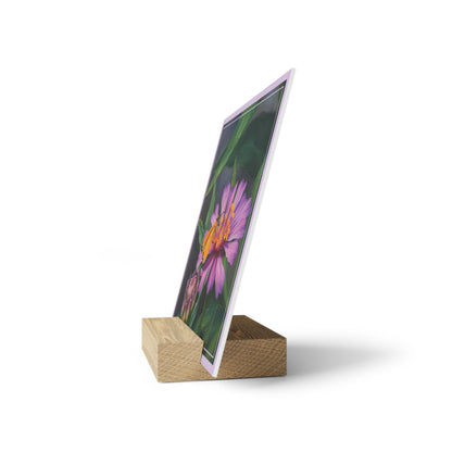 Nature Pretty Pink and Purple Flower with Butterfly Artist-Inspired Gallery Board with Wooden Stand — Mini Desk Art (Additional Sizes)