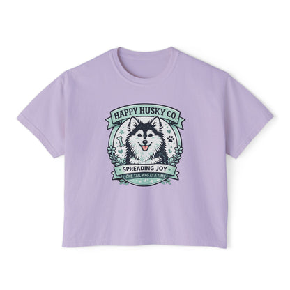 Happy Husky Co. 'Spreading Joy One Tail Wag At A Time' Women's Boxy Tee (Additional Colors)