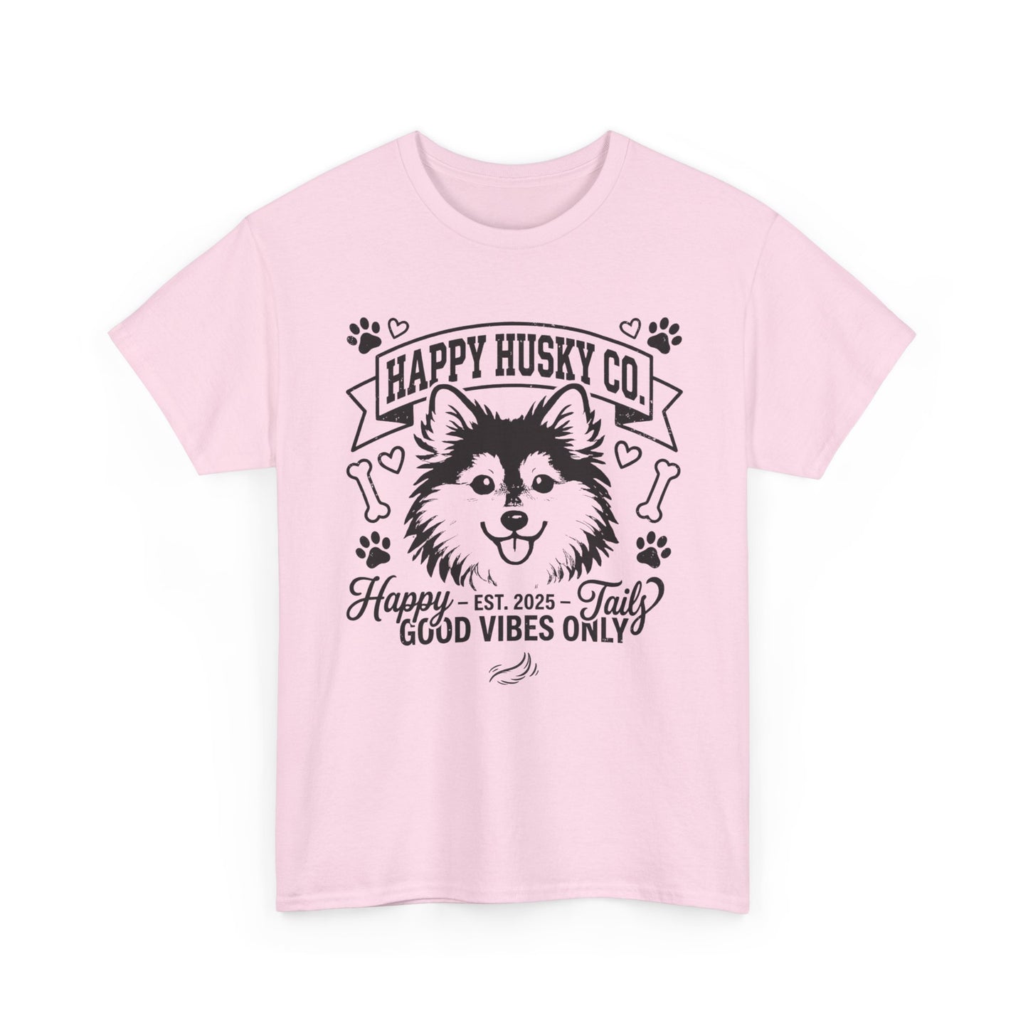 Unisex Adult Happy Husky Co. 'Happy Tails, Good Vibes Only' Graphic Tee (Additional Colors)
