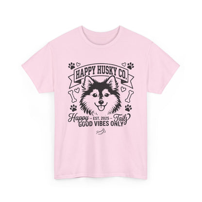 Unisex Adult Happy Husky Co. 'Happy Tails, Good Vibes Only' Graphic Tee (Additional Colors)