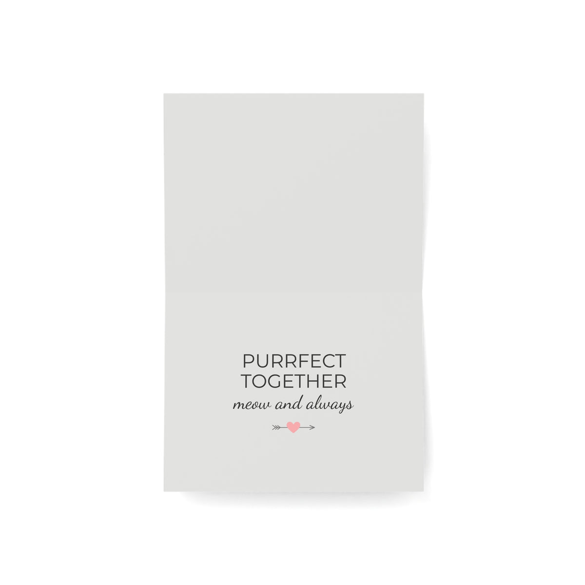 Two Cats & A Heart Greeting Card — 'Purrfect Together, Meow and Always' Note for Couples, Cat Lovers (1/10/30 pcs)