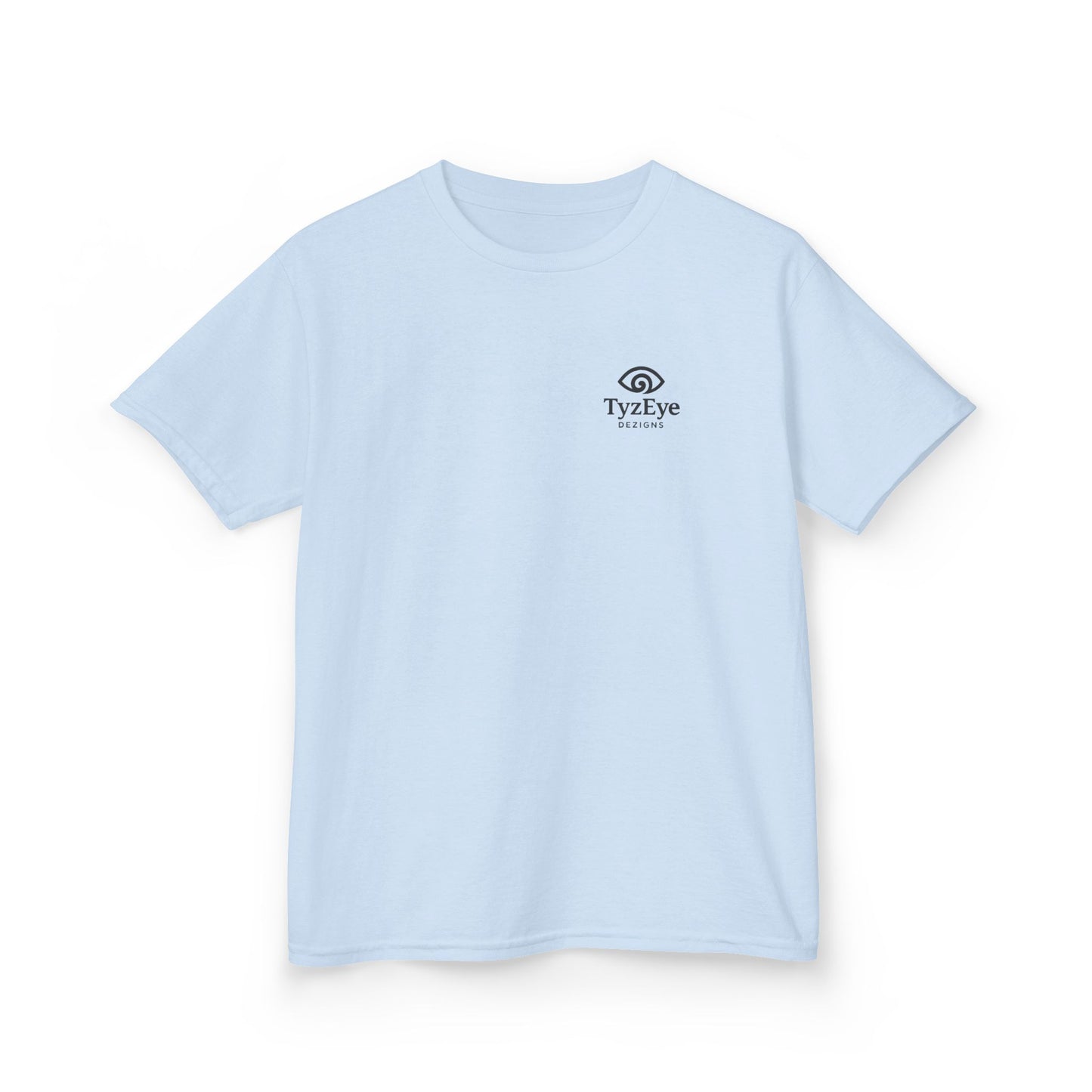 Kids Sunset Beach Scene II Back Design T-Shirt — Tropical Palm Tree 'Lost In the Horizon' Graphic w/ Logo Front (Additional Color)