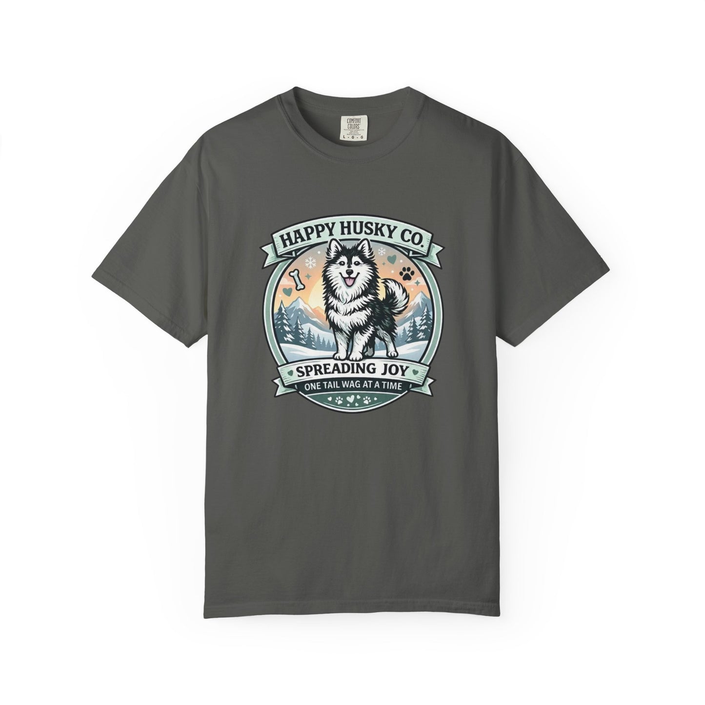 Unisex Adult Happy Husky Co. Design Logo T-Shirt — "Spreading Joy One Tail Wag At A Time" Graphic Tee (Additional Colors)