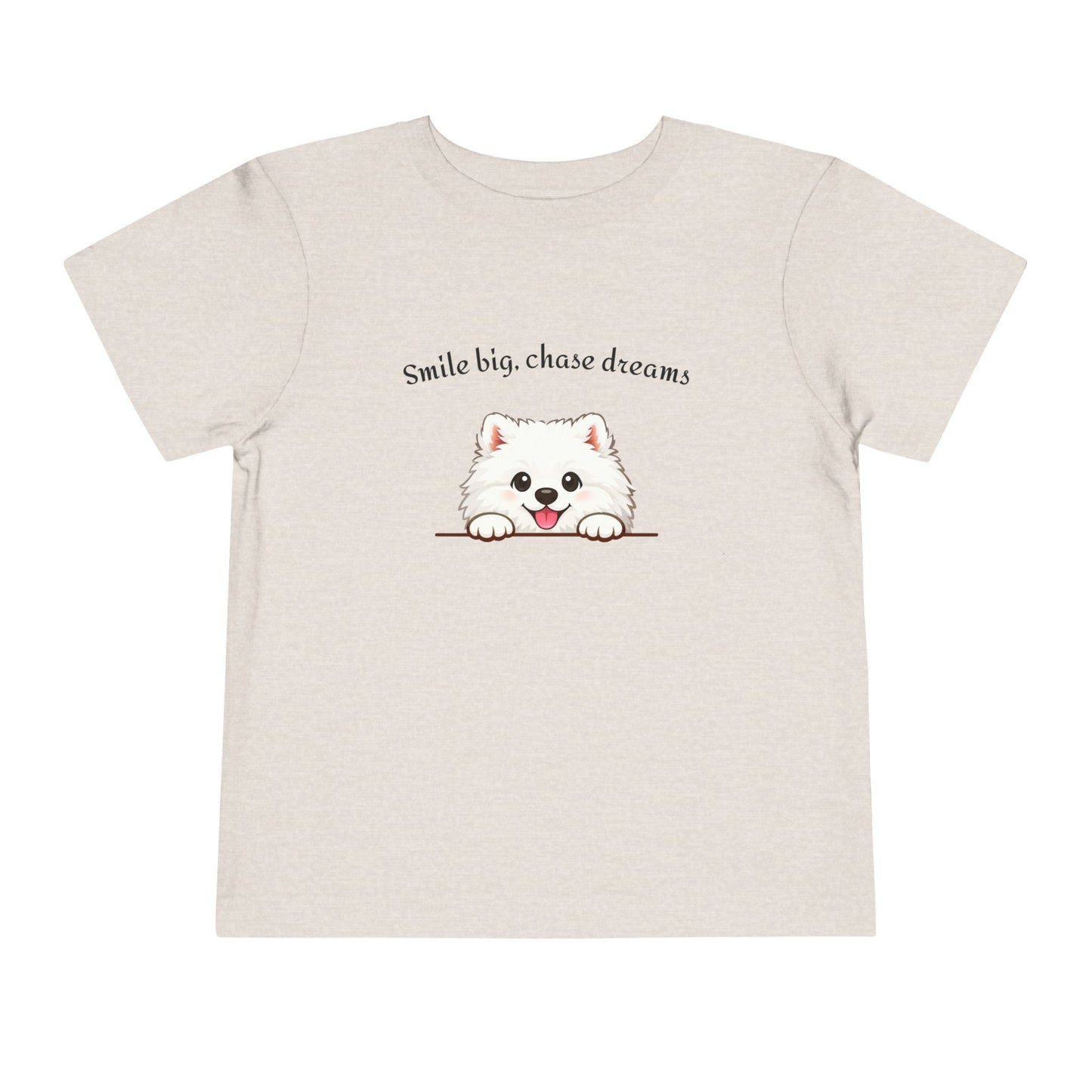 Unisex Toddler Tee 'Smile Big, Chase Dreams' Cute Fluffy Samoyed Puppy Design (Additional Colors)