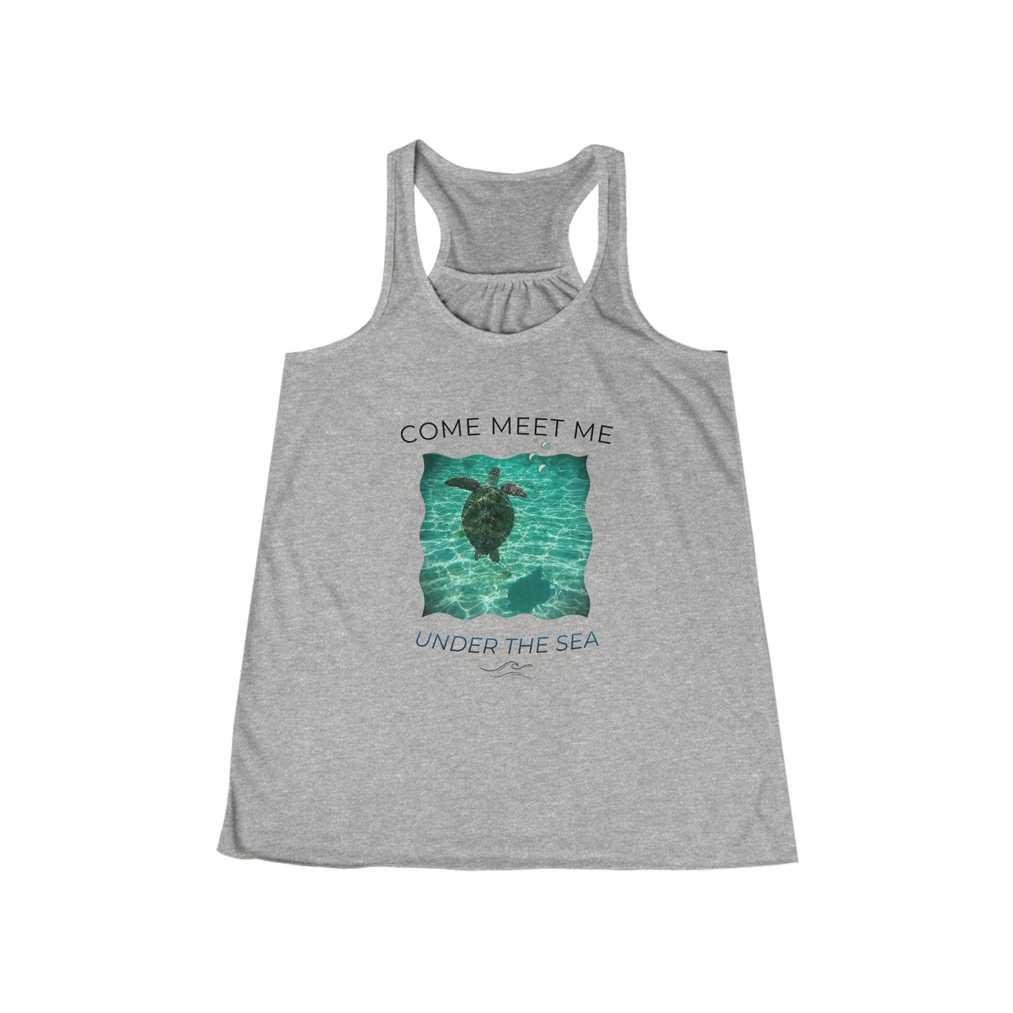 Women's Flowy Aquatic Sea Turtle 'Come Meet Me Under the Sea' Racerback Tank (Additional Colors)