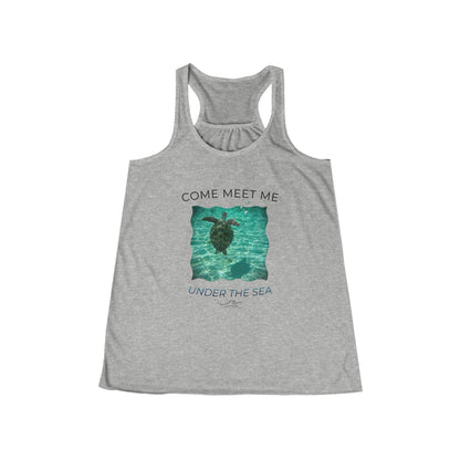 Women's Flowy Aquatic Sea Turtle 'Come Meet Me Under the Sea' Racerback Tank (Additional Colors)