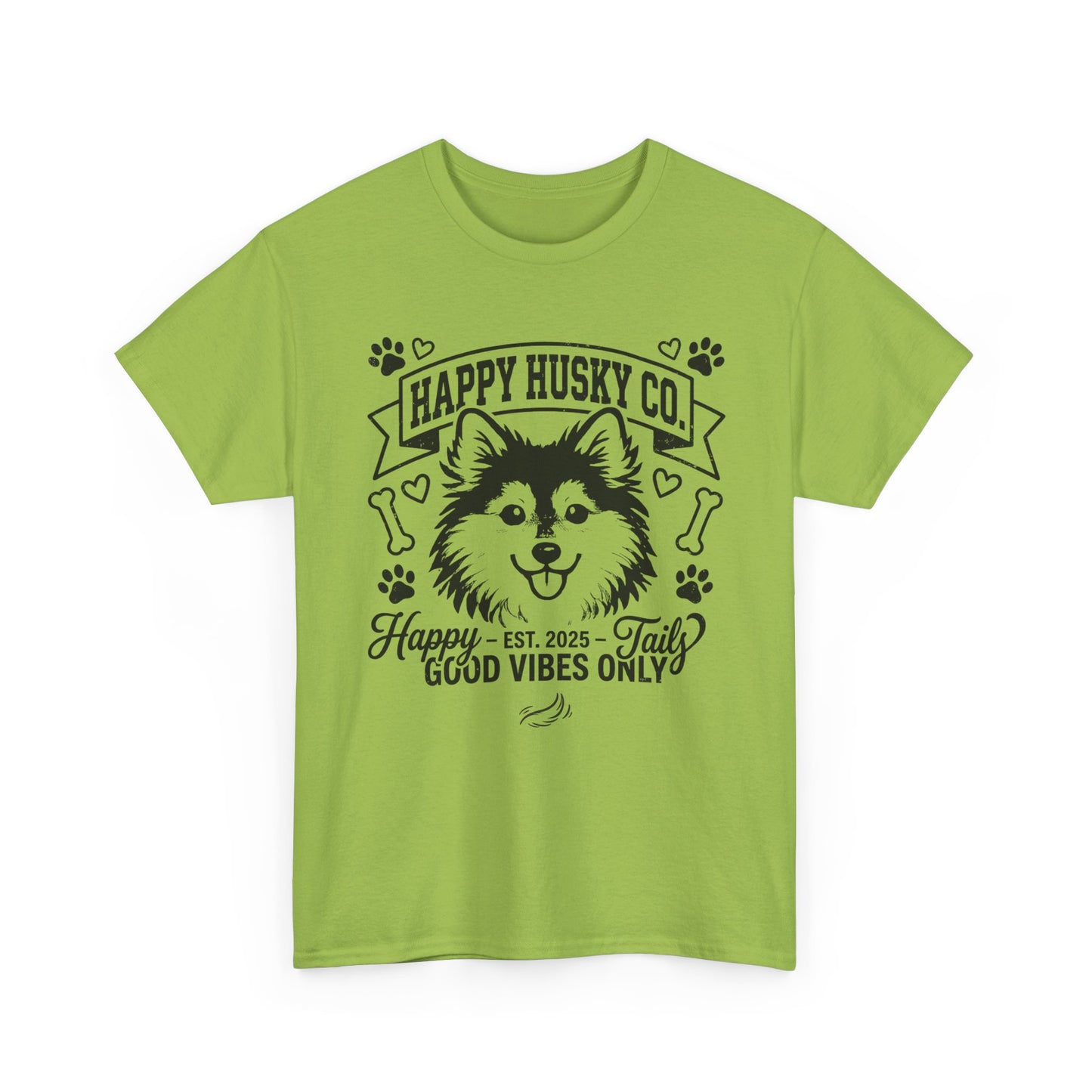 Unisex Adult Happy Husky Co. 'Happy Tails, Good Vibes Only' Graphic Tee (Additional Colors)