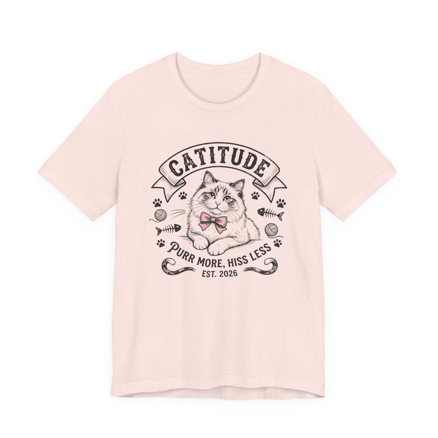 Unisex Jersey Short Sleeve Catitude Design Tee - 'Purr More, Hiss Less' (Additional Colors)