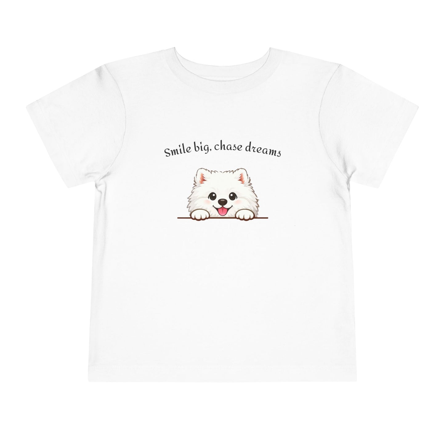 Unisex Toddler Tee 'Smile Big, Chase Dreams' Cute Fluffy Samoyed Puppy Design (Additional Colors)