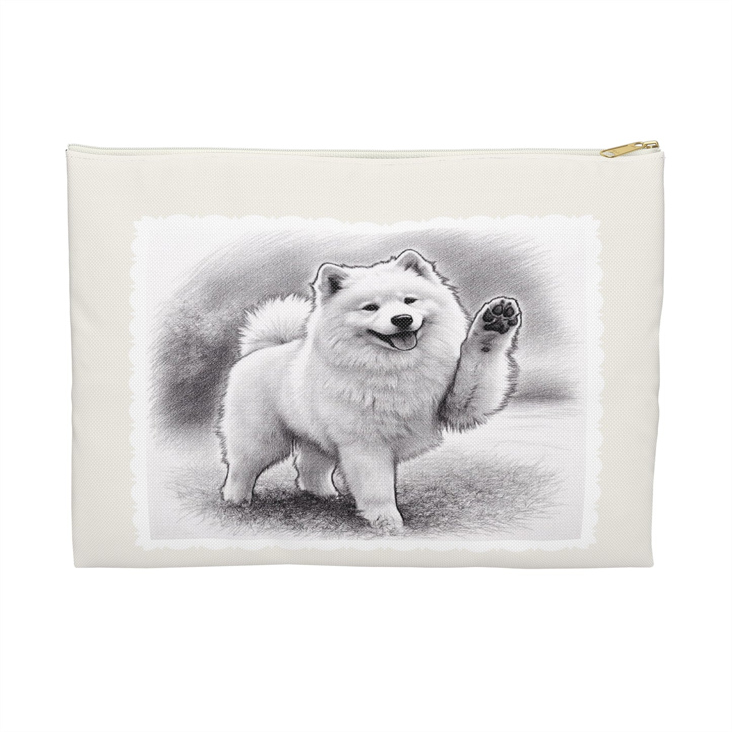 Samoyed Dog Accessory Pouch – Cute Waving Pup Zipper Bag for Phone, Makeup & Travel (Additional Size)