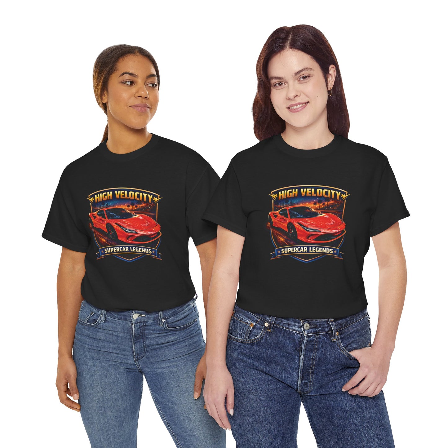 Adult Unisex Orange/Red 'High Velocity' Sportscar Theme Supercar Legends Series Graphic T-Shirt (Additional Colors)