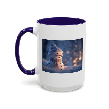 Holiday Snowman Ceramic Mug (11oz & 15oz) — Cozy Winter Coffee Cup with Snowflake Design