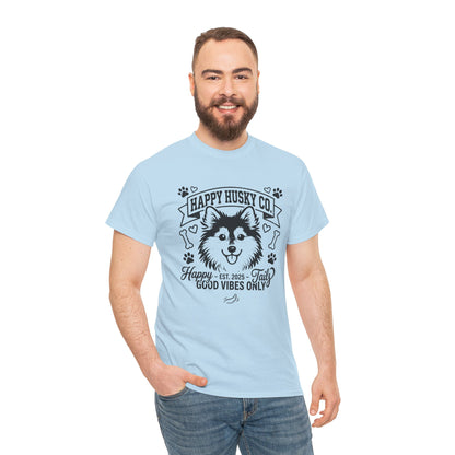 Unisex Adult Happy Husky Co. 'Happy Tails, Good Vibes Only' Graphic Tee (Additional Colors)