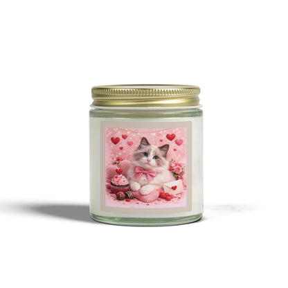 Valentine's Ragdoll Pussycat Design Luxe Coconut Apricot Wax Candle (4oz / 9oz) — Choice of Soothing Home Fragrances