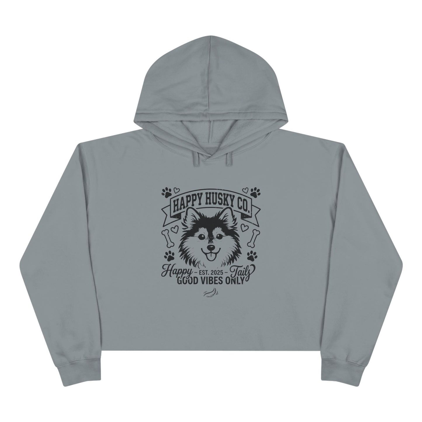 Happy Husky Co. 'Happy Tails, Good Vibes Only' Crop Hoodie (Additional Colors)
