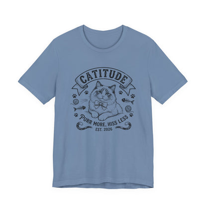 Unisex Jersey Short Sleeve Catitude Design Tee - 'Purr More, Hiss Less' (Additional Colors)