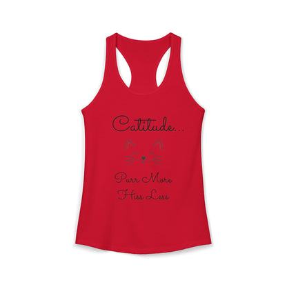 Catitude - 'Purr More Hiss Less' Double-Side Design Women's Racerback Tank Top (Additional Colors)