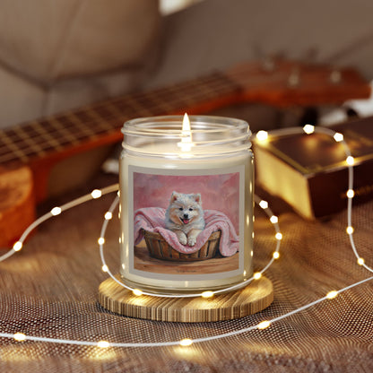 Samoyed in a Basket Artist-Inspired Design Luxe Scented Candle (4oz / 9oz) — Choice of Soothing Home Fragrances