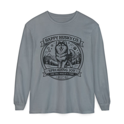 Unisex Happy Husky Co. Long Sleeve T-Shirt — 'Spreading Joy One Tail Wag At A Time' Graphic (Additional Colors)