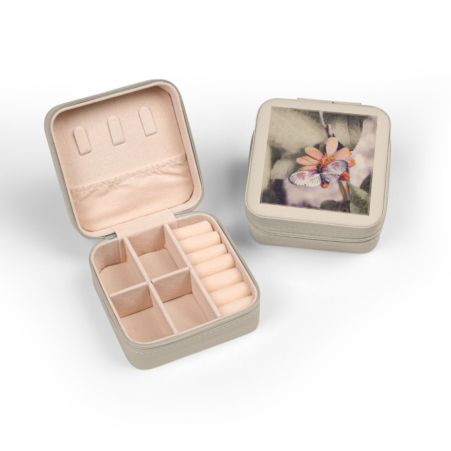 Nature-Inspired Butterfly-Theme Travel Jewelry Case - Compact Jewelry Organizer for Rings, Earrings & Necklaces (Additional Colors & Design)