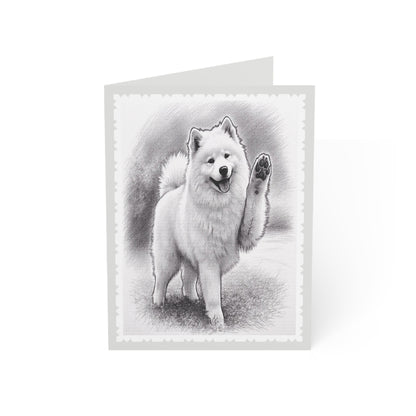 Samoyed Dog Greeting Card — Paw-Waving Blank Note for Dog Lovers (1/10/30 pcs)