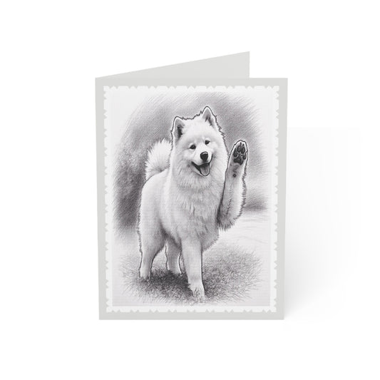 Samoyed Dog Greeting Card — Paw-Waving Blank Note for Dog Lovers (1/10/30 pcs)