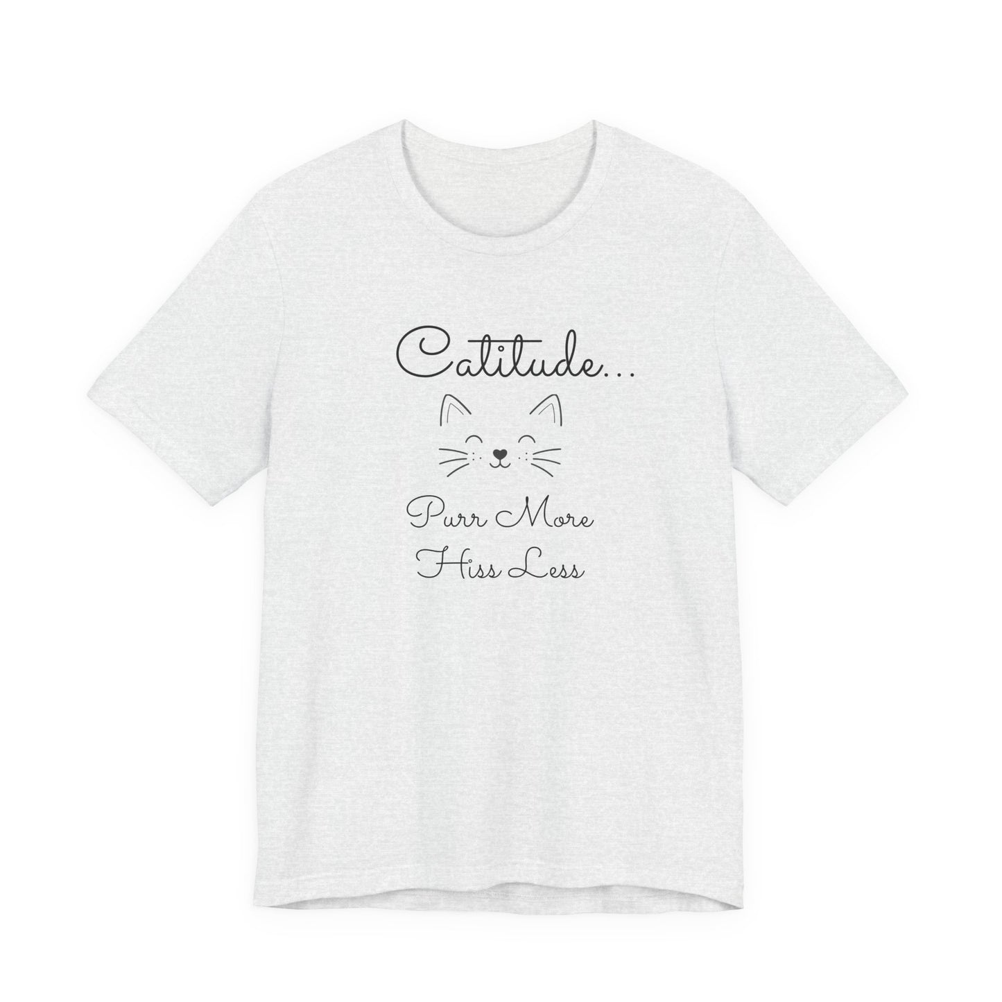 Adult Catitude Tee 'Purr More, Hiss Less' & Cat Silhouette Double-Sided Minimalist Cat T‑Shirt (Additional Colors)