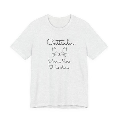Adult Catitude Tee 'Purr More, Hiss Less' & Cat Silhouette Double-Sided Minimalist Cat T‑Shirt (Additional Colors)