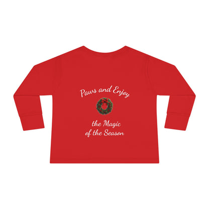 Cozy Toddler Christmas Long Sleeve Tee - 'Home is Where the Fluff Is' (Additional Color)