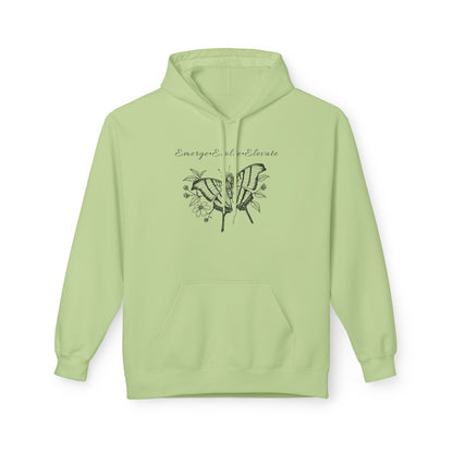 Unisex Adult Butterfly & Flowers Hoodie — 'Emerge, Evolve, Elevate' Minimal Line Art Sweatshirt (Additional Colors)