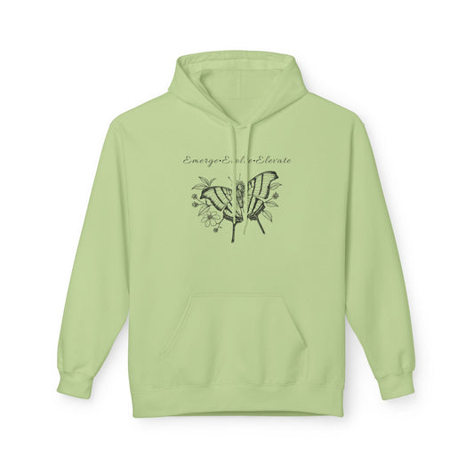 Unisex Adult Butterfly & Flowers Hoodie — 'Emerge, Evolve, Elevate' Minimal Line Art Sweatshirt (Additional Colors)