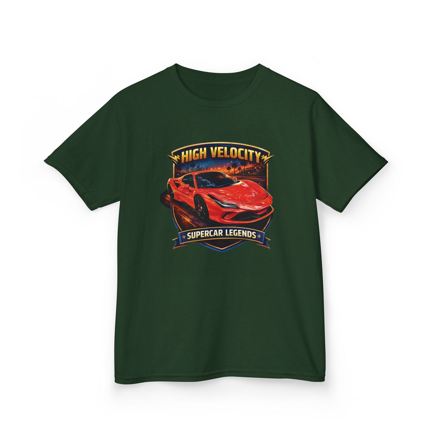 Kids Red/Orange 'High Velocity' Sportscar Theme Supercar Legends Series Graphic Cotton Tee (Additional Colors)