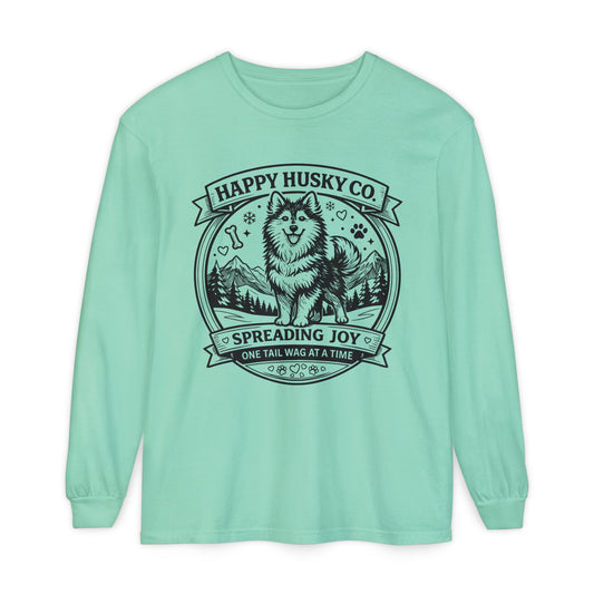 Unisex Happy Husky Co. Long Sleeve T-Shirt — 'Spreading Joy One Tail Wag At A Time' Graphic (Additional Colors)