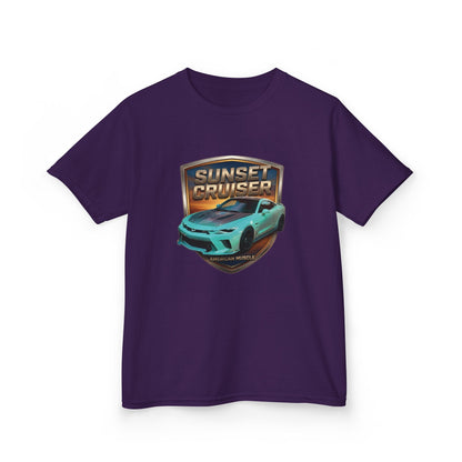 Kids 'Sunset Cruiser' Aqua Camaro Sports Car Theme American Muscle Series Graphic Tee (Additional Colors)