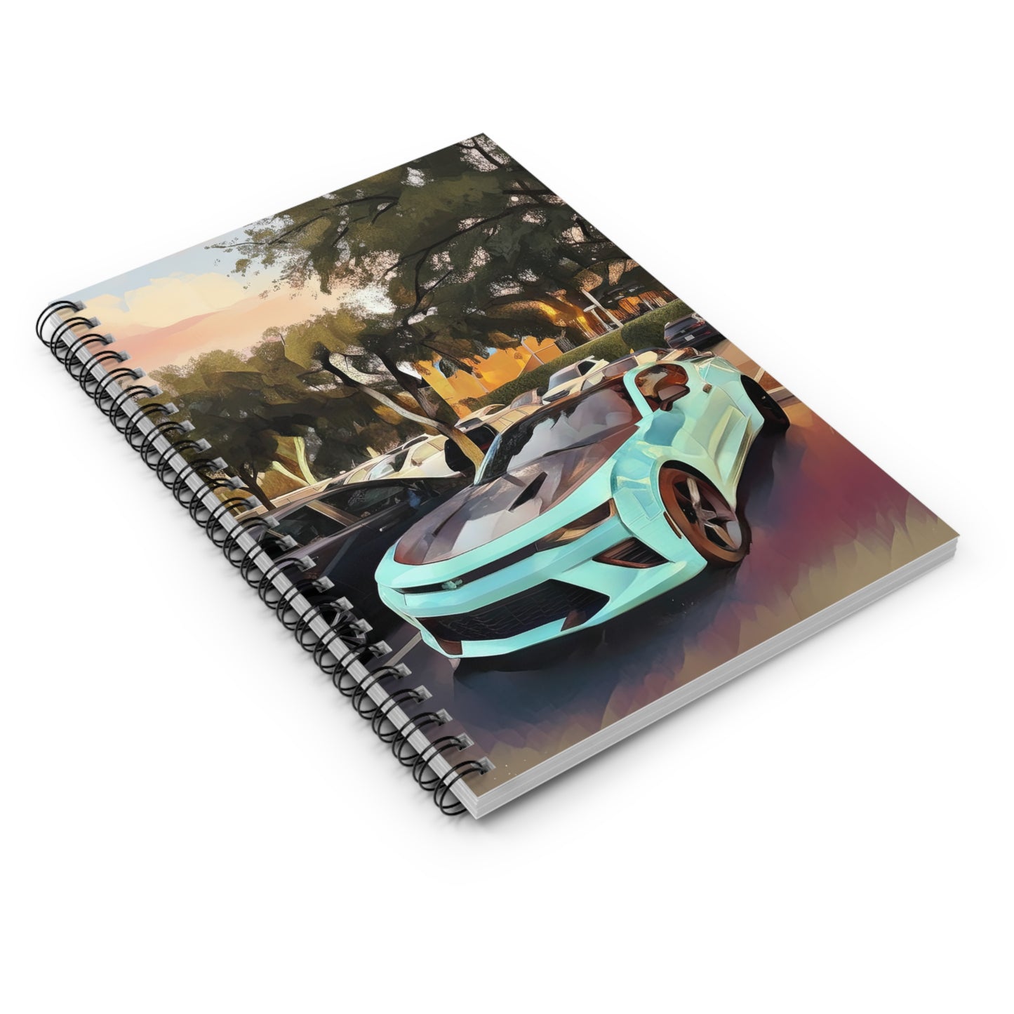 Artsy Sports Car Spiral Ruled Notebook