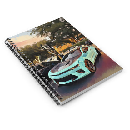 Artsy Sports Car Spiral Ruled Notebook