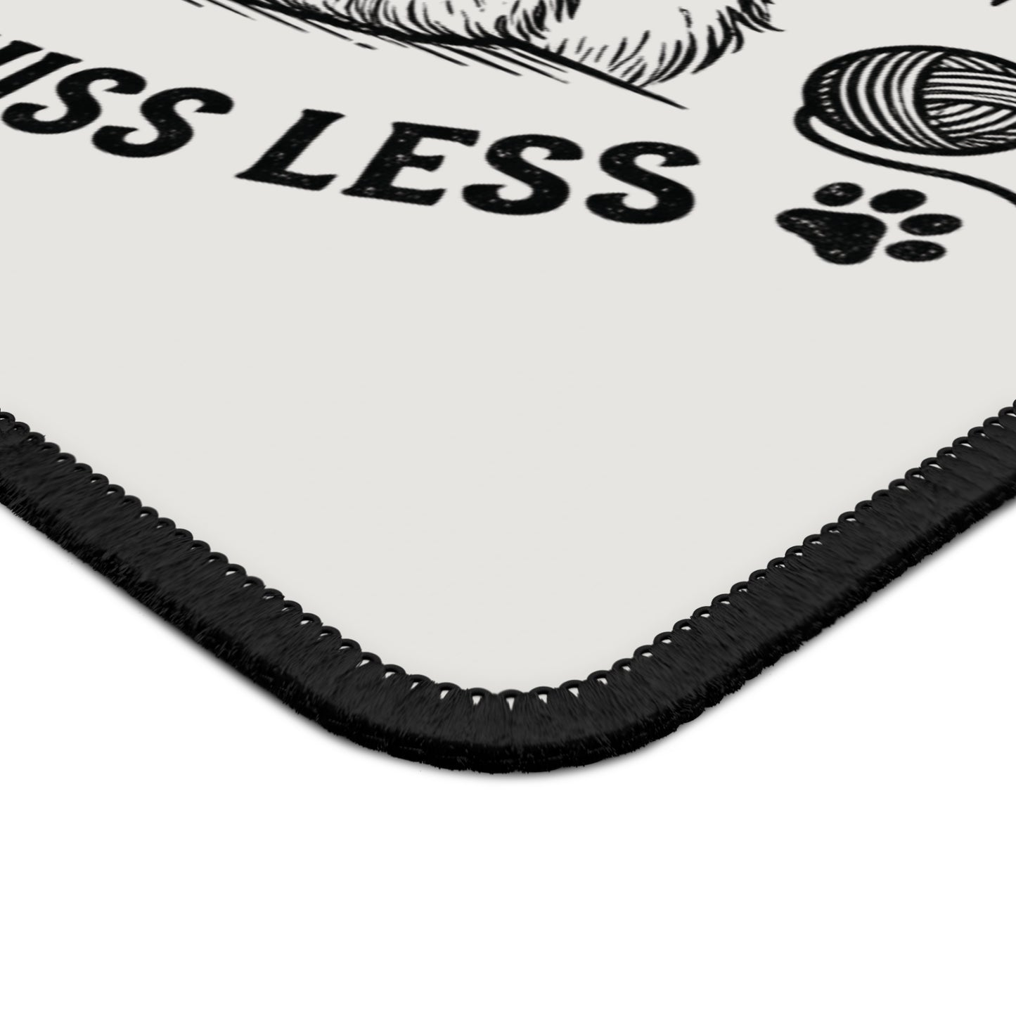 Cat Design Mouse Pad — “Purr More, Hiss Less” Cute Bow Tie Kitty Gaming/Desk Pad