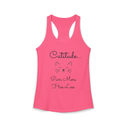 Catitude - 'Purr More Hiss Less' Double-Side Design Women's Racerback Tank Top (Additional Colors)