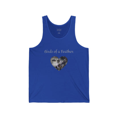Adult Unisex 'Birds of a Feather' Dove Heart & 'Two Hearts One Branch' Double-Sided Jersey Tank Top (Additional Colors)