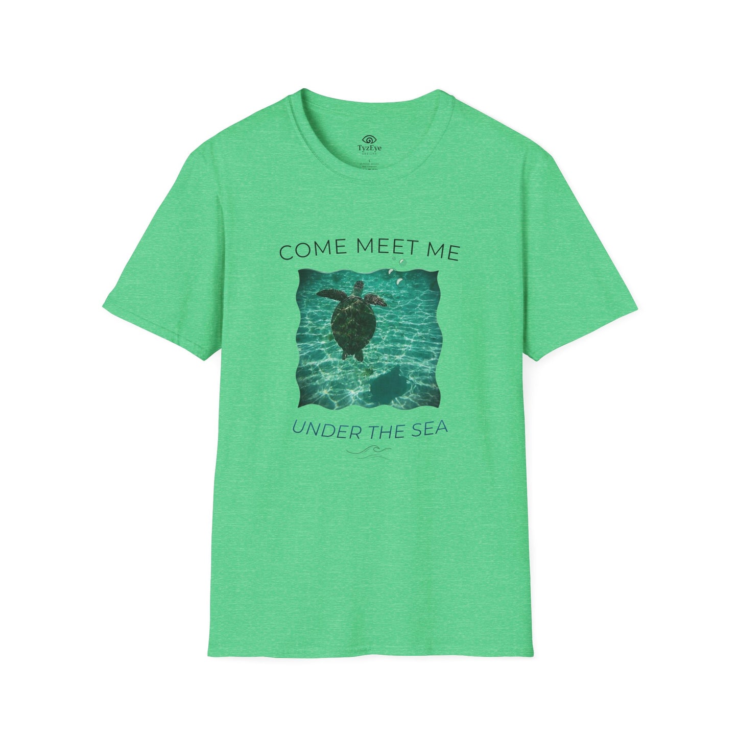 Adult Unisex Aquatic Sea Turtle 'Come Meet Me Under the Sea' Jersey Short Sleeve Tee (Additional Colors)