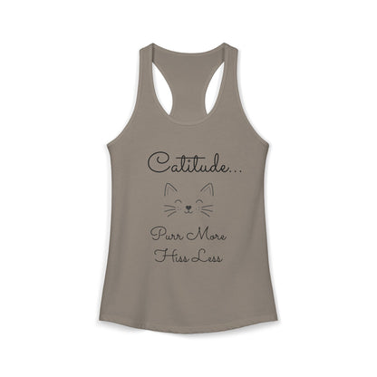 Catitude - 'Purr More Hiss Less' Double-Side Design Women's Racerback Tank Top (Additional Colors)