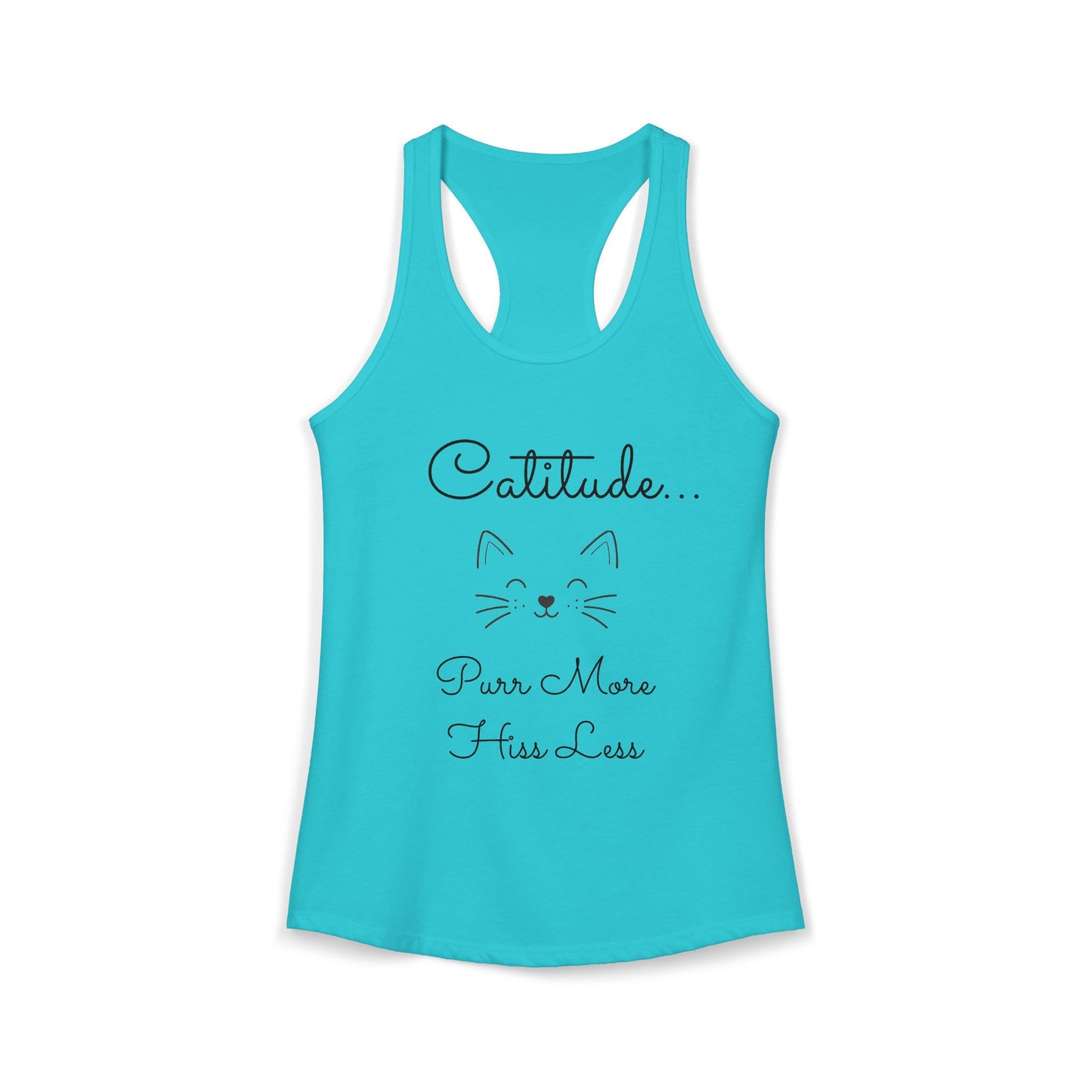 Catitude - 'Purr More Hiss Less' Double-Side Design Women's Racerback Tank Top (Additional Colors)