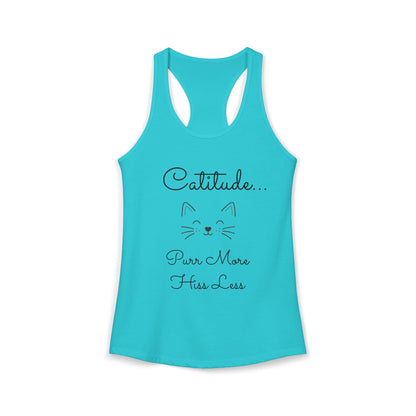 Catitude - 'Purr More Hiss Less' Double-Side Design Women's Racerback Tank Top (Additional Colors)