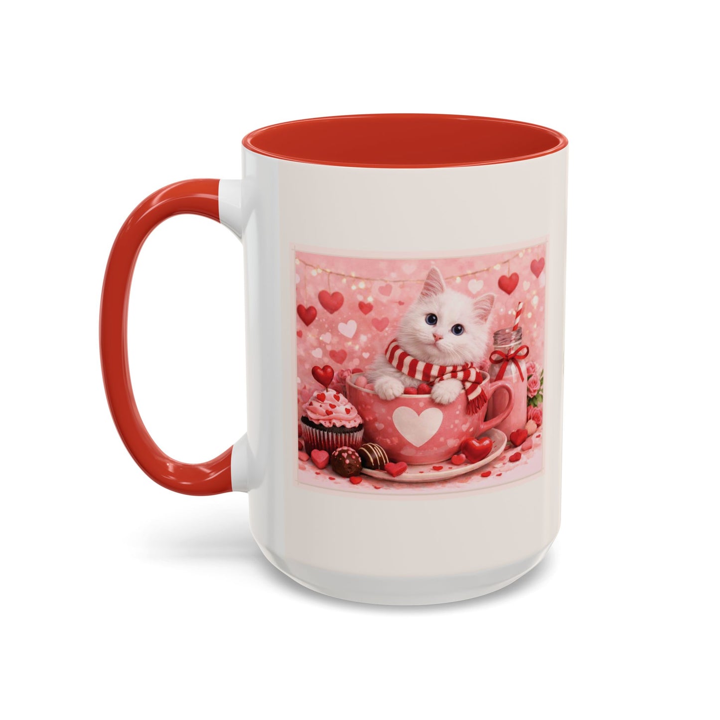 Valentine's Romantic Pussycat Theme 'Purr more Hiss less Stay pawsome' Accent Coffee Mug, 11 oz or 15 oz (Additional Color)